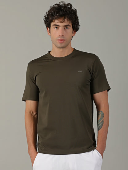 Men's Polyester Brown Regular fit tees