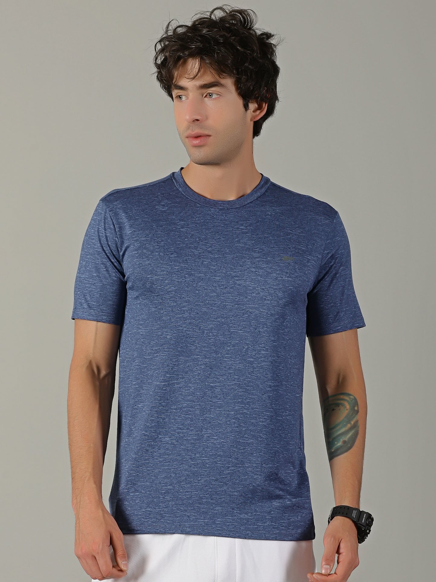 Men's Polyester Navy Cloud Regular fit tees