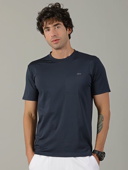 Men's Polyester Navy  Regular fit tees