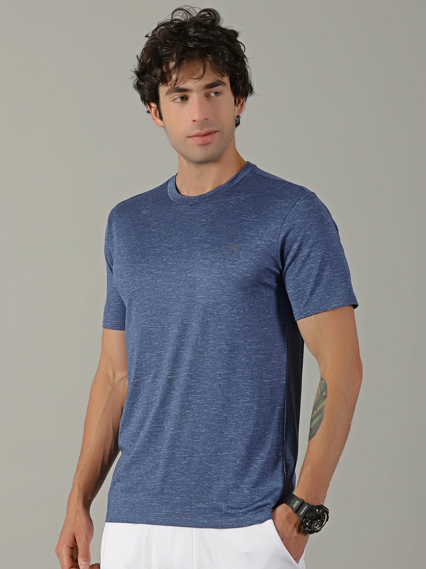 Men's Polyester Navy Cloud Regular fit tees