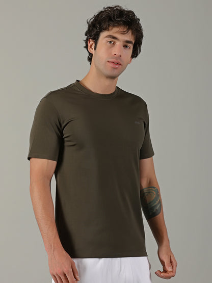 Men's Polyester Brown Regular fit tees