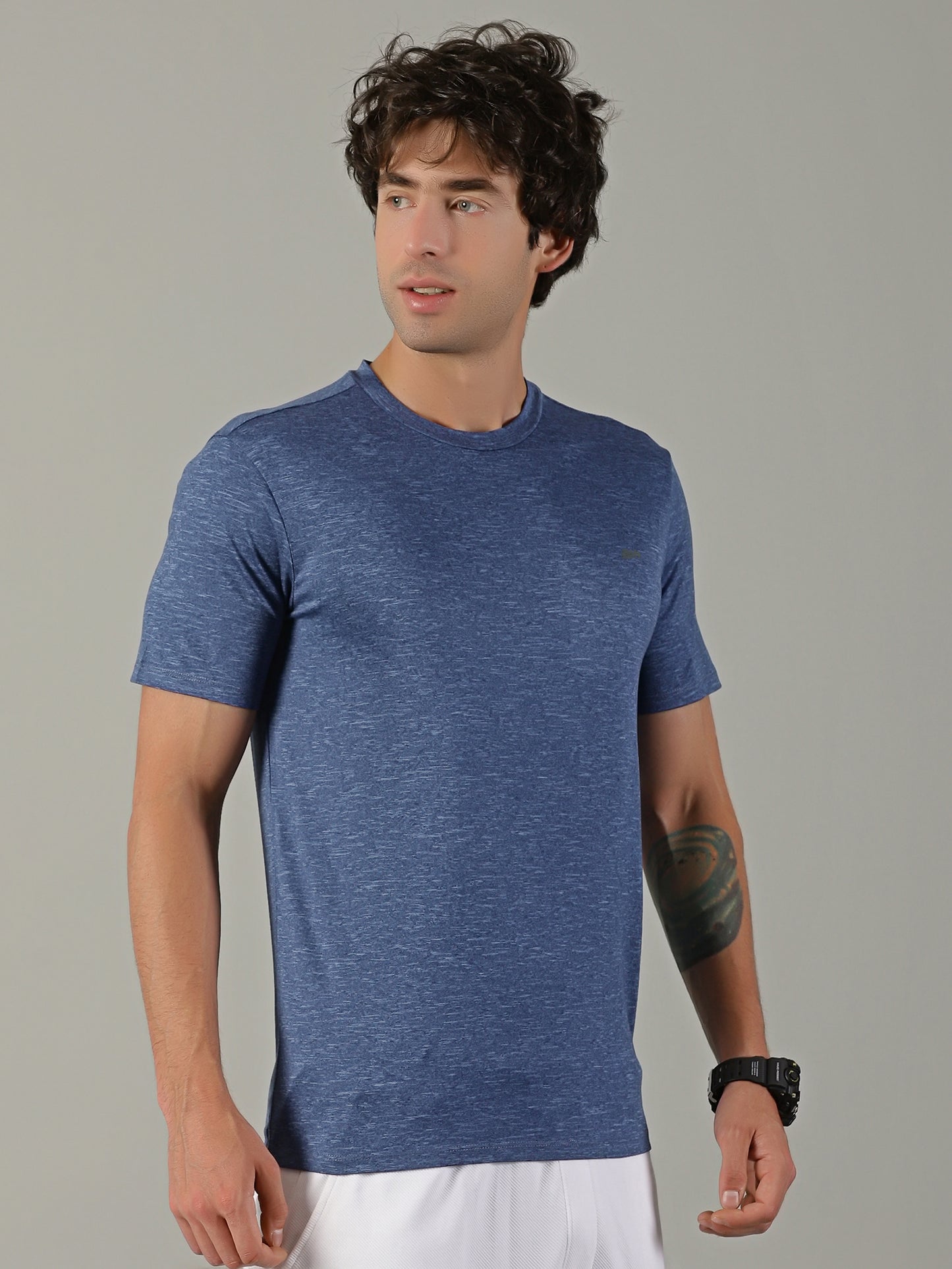 Men's Polyester Navy Cloud Regular fit tees