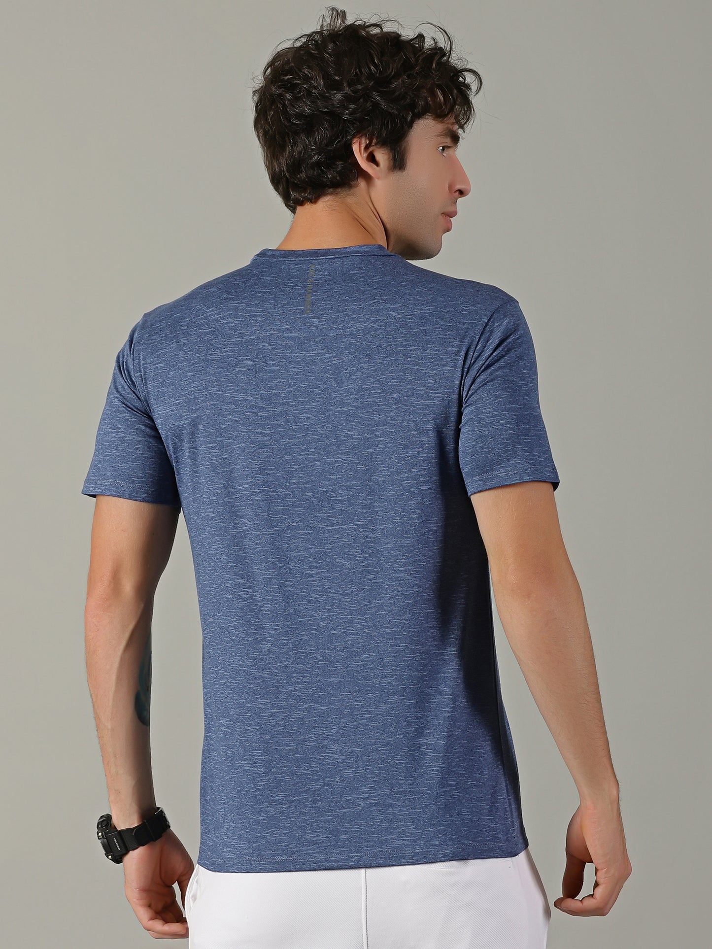 Men's Polyester Navy Cloud Regular fit tees
