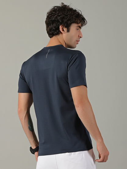 Men's Polyester Navy  Regular fit tees