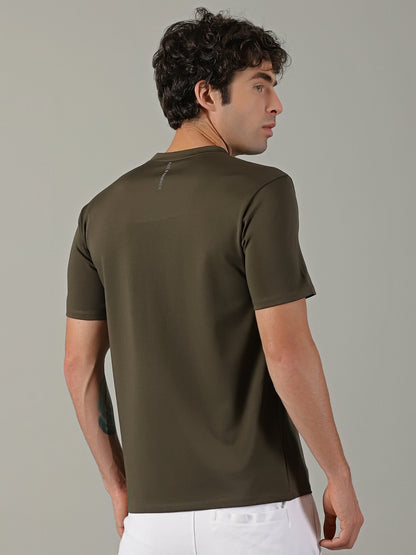 Men's Polyester Brown Regular fit tees
