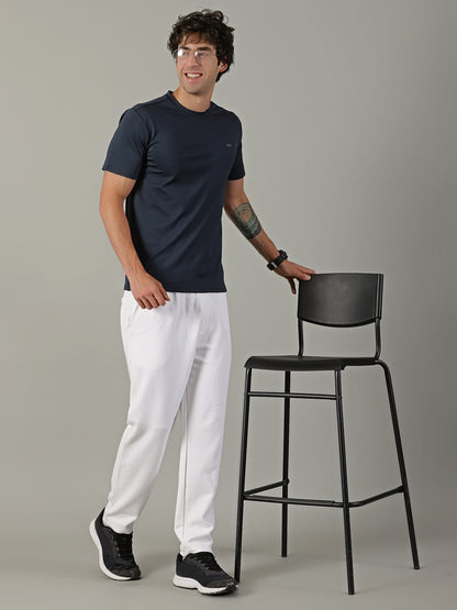 Men's Polyester Navy  Regular fit tees
