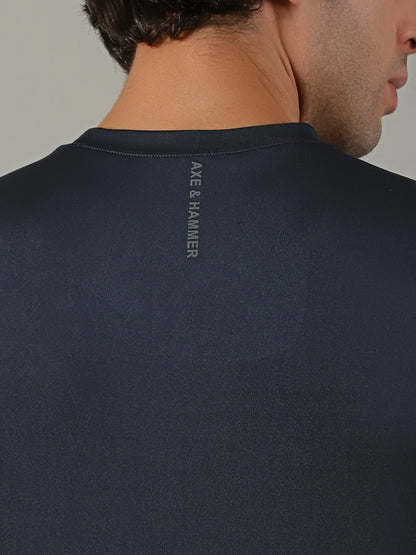 Men's Polyester Navy  Regular fit tees