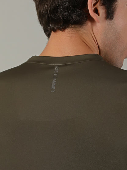 Men's Polyester Brown Regular fit tees